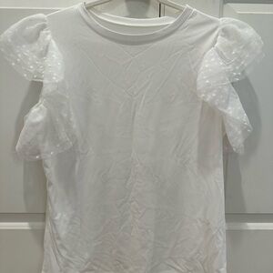 White Ruffle Sleeve Top